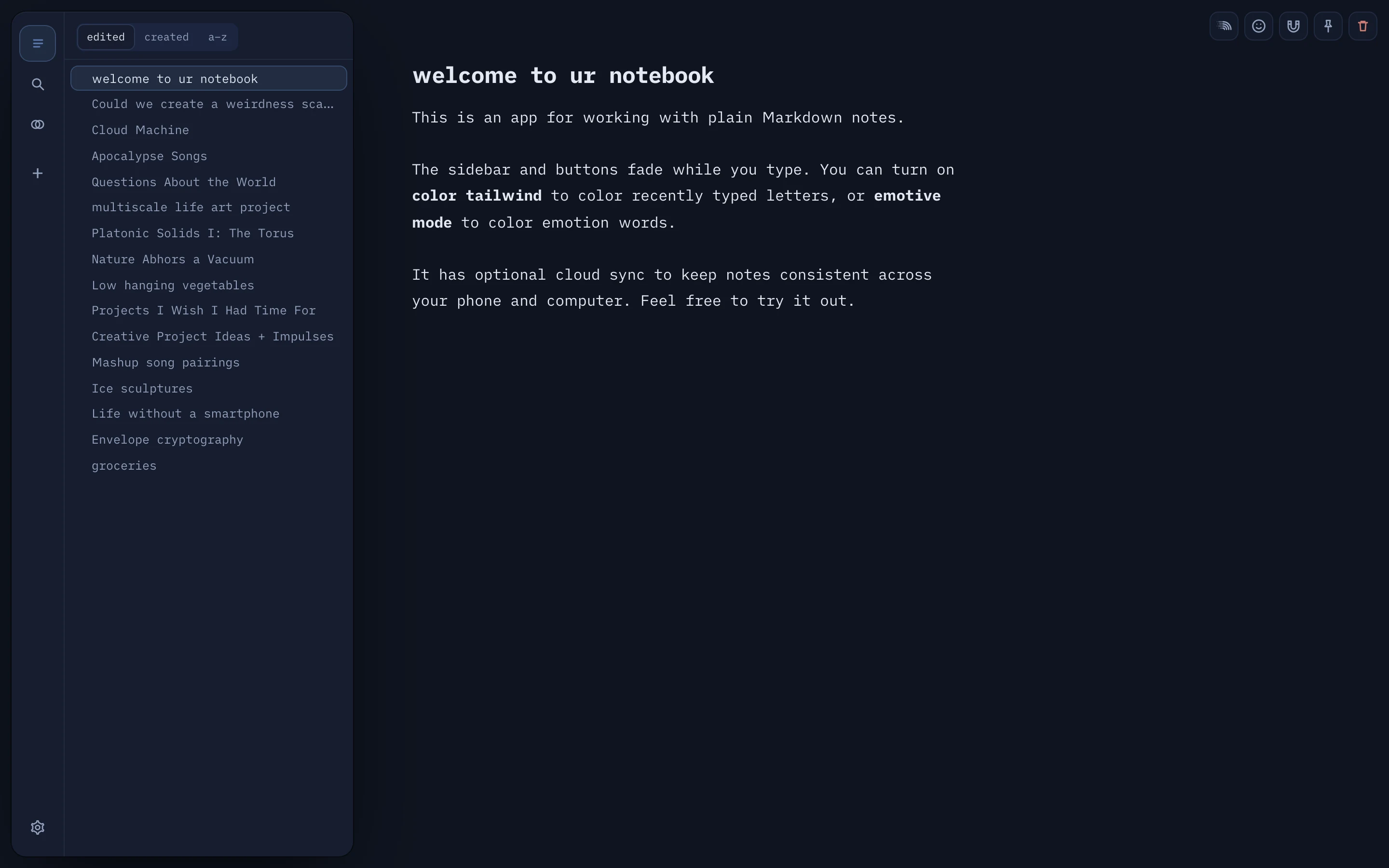 ur notebook on desktop in dark Ink, showing a note titled welcome to ur notebook